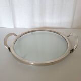 Glass and silver-plated metal tray