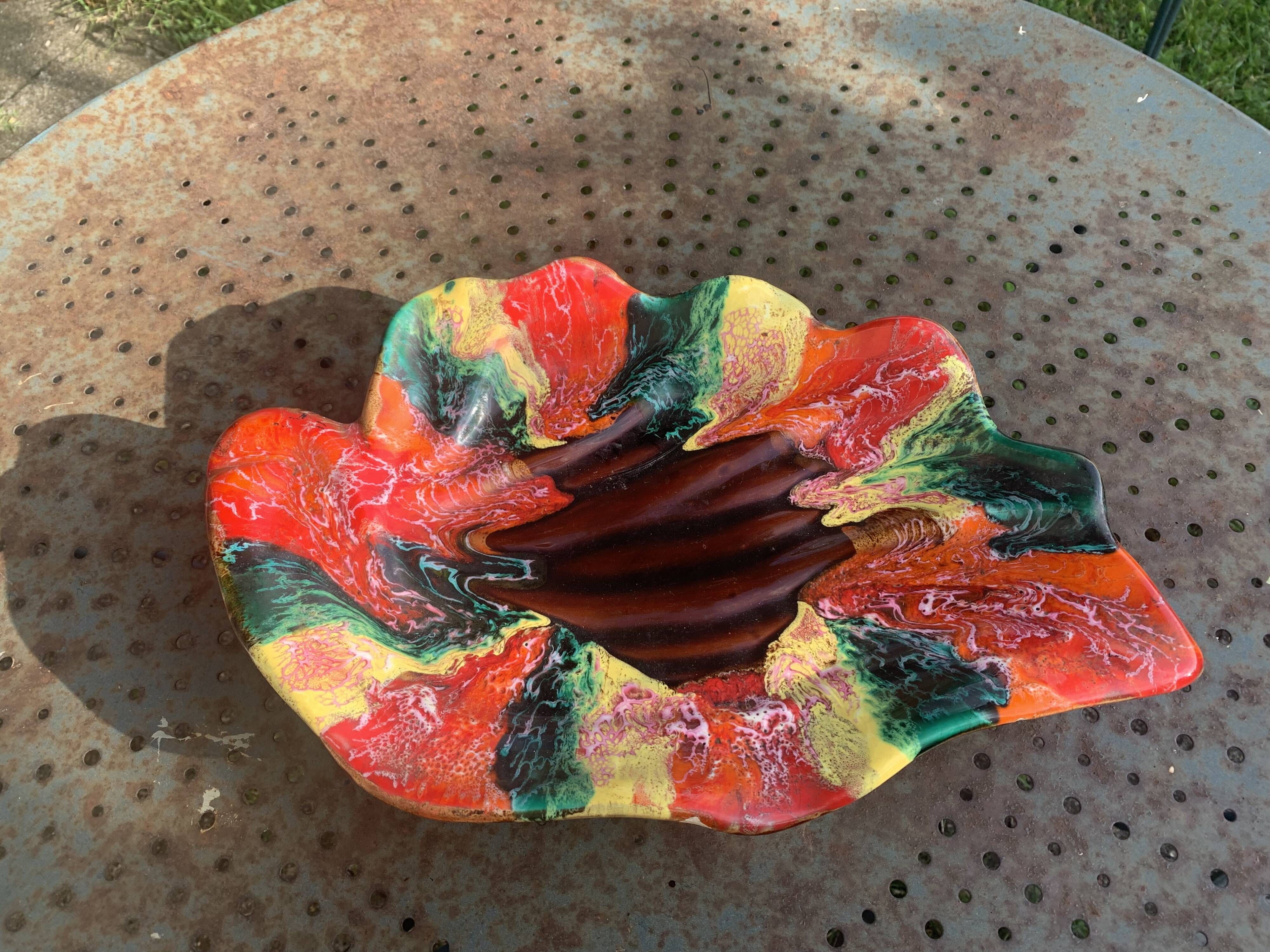Fruit bowl in glazed ceramic stamped Vallauris, vintage 1960