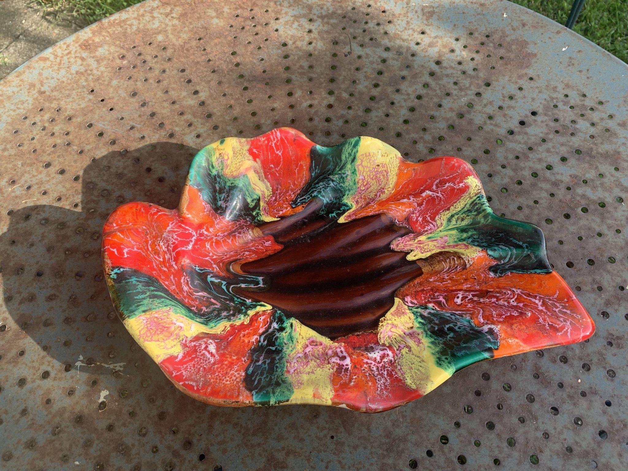 Fruit bowl in glazed ceramic stamped Vallauris, vintage 1960