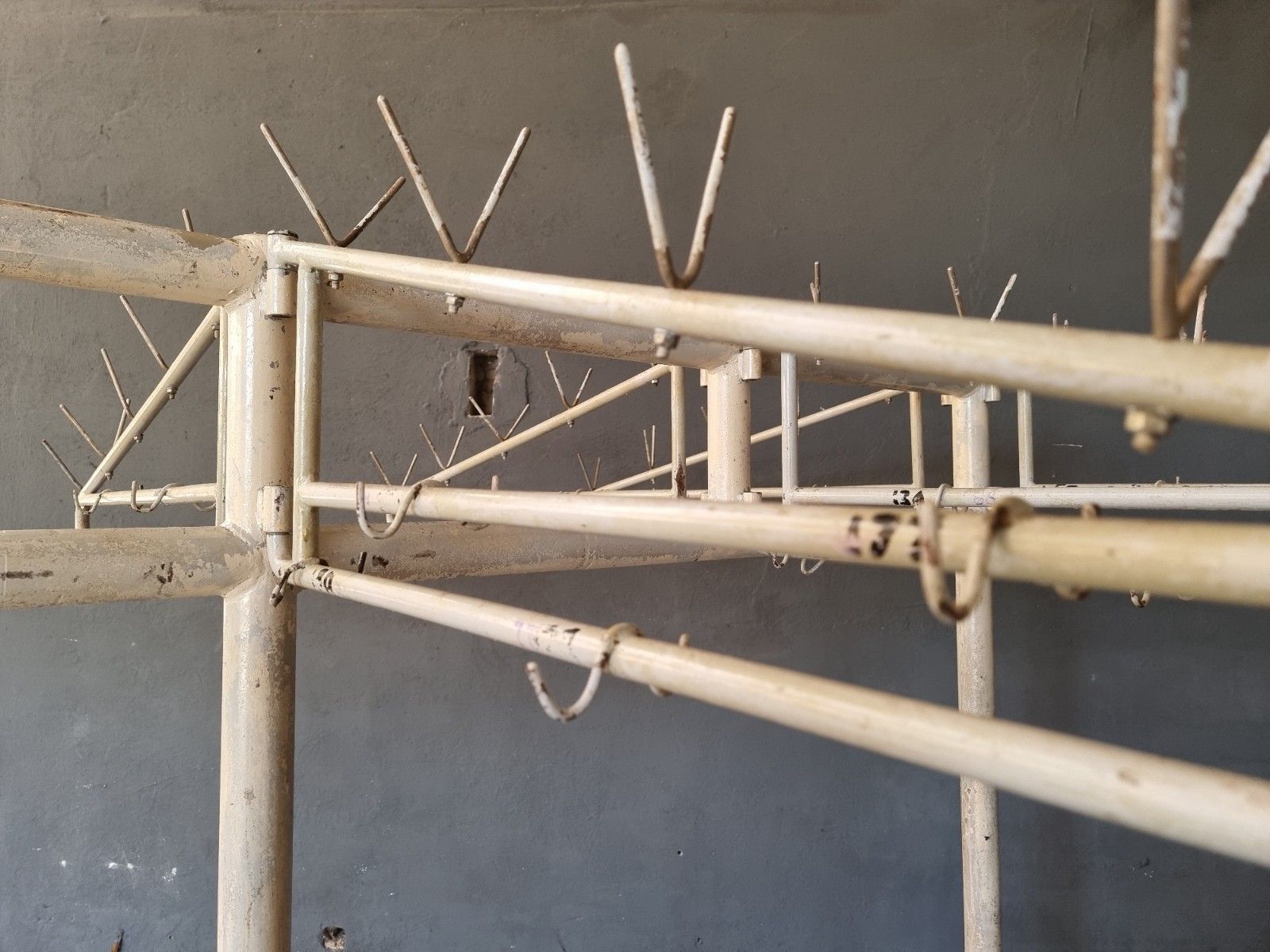 Old industrial coat rack, wardrobe rack XXXL