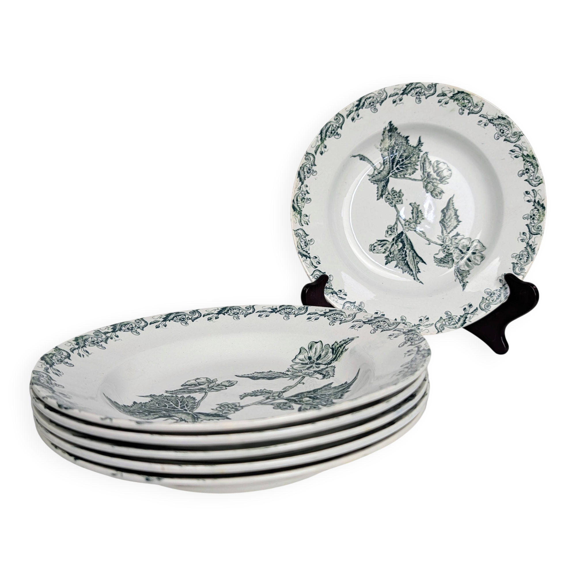 6 assiettes creuses Richelieu - Saint-Amand