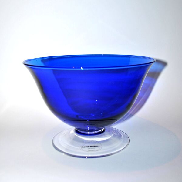 Coupe saladier vintage en cristal bleu de la marque lancel paris