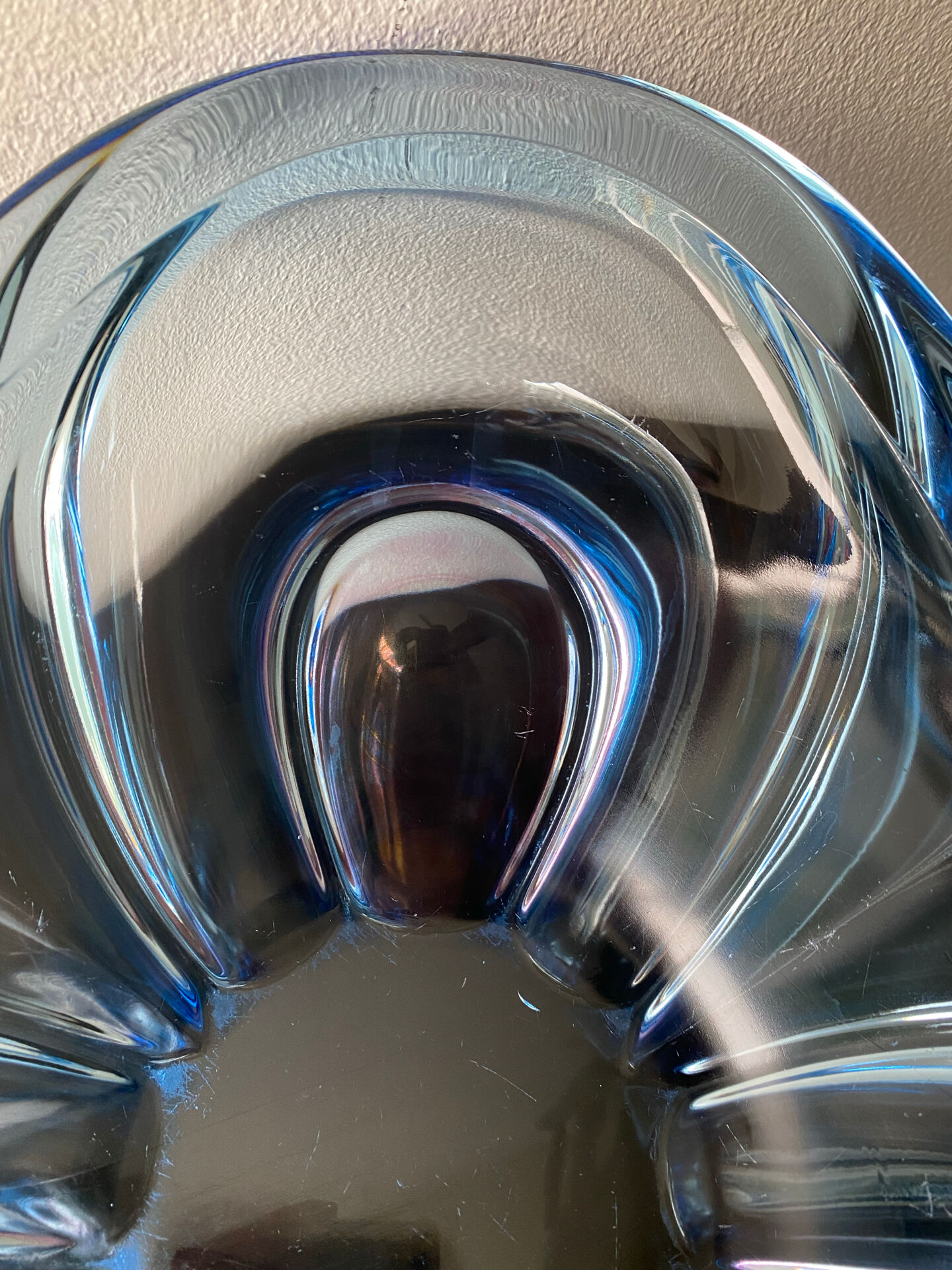 Large light blue Murano fruit bowl