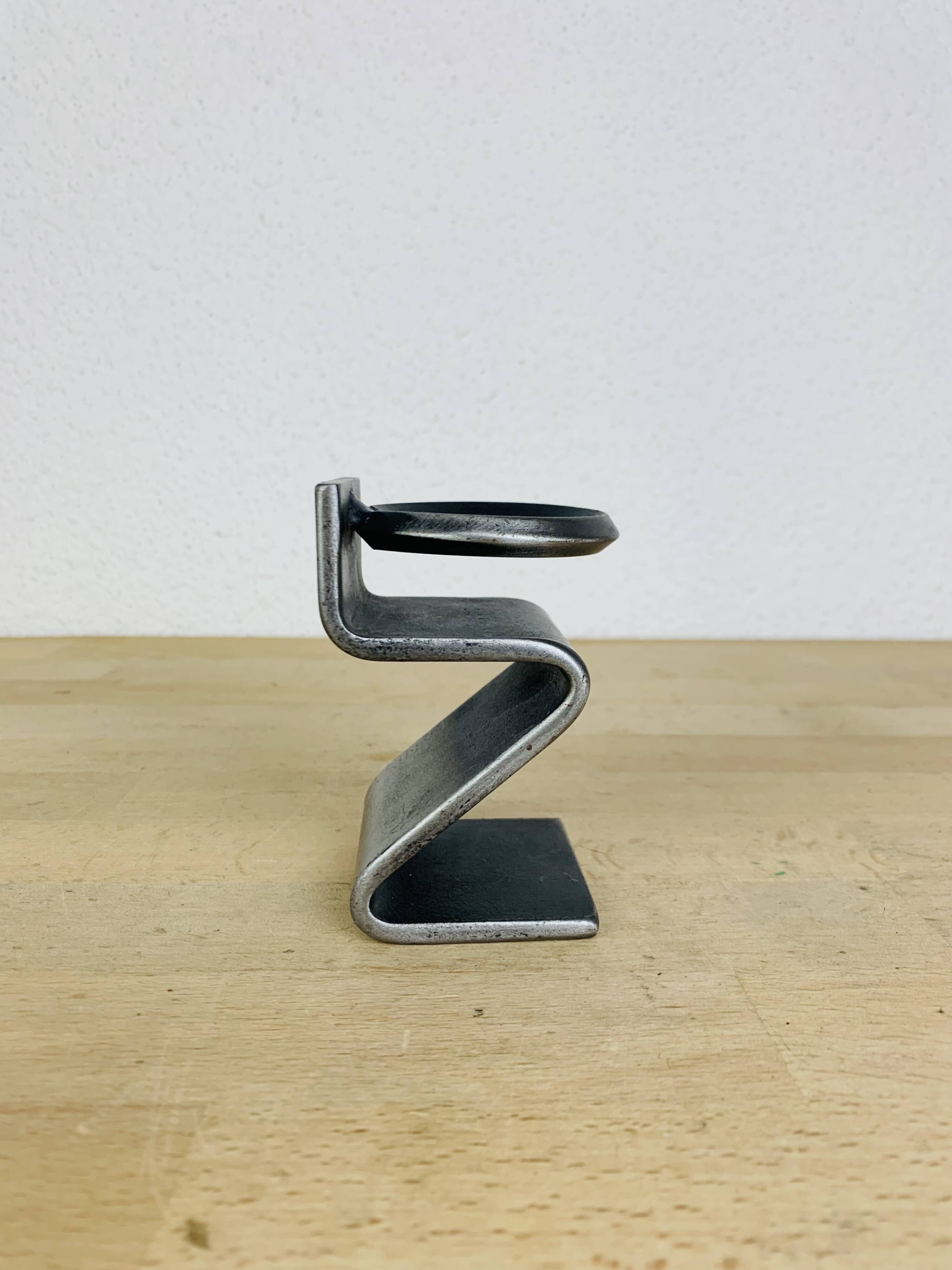 Bougeoir brutaliste fer forgé "Z"
