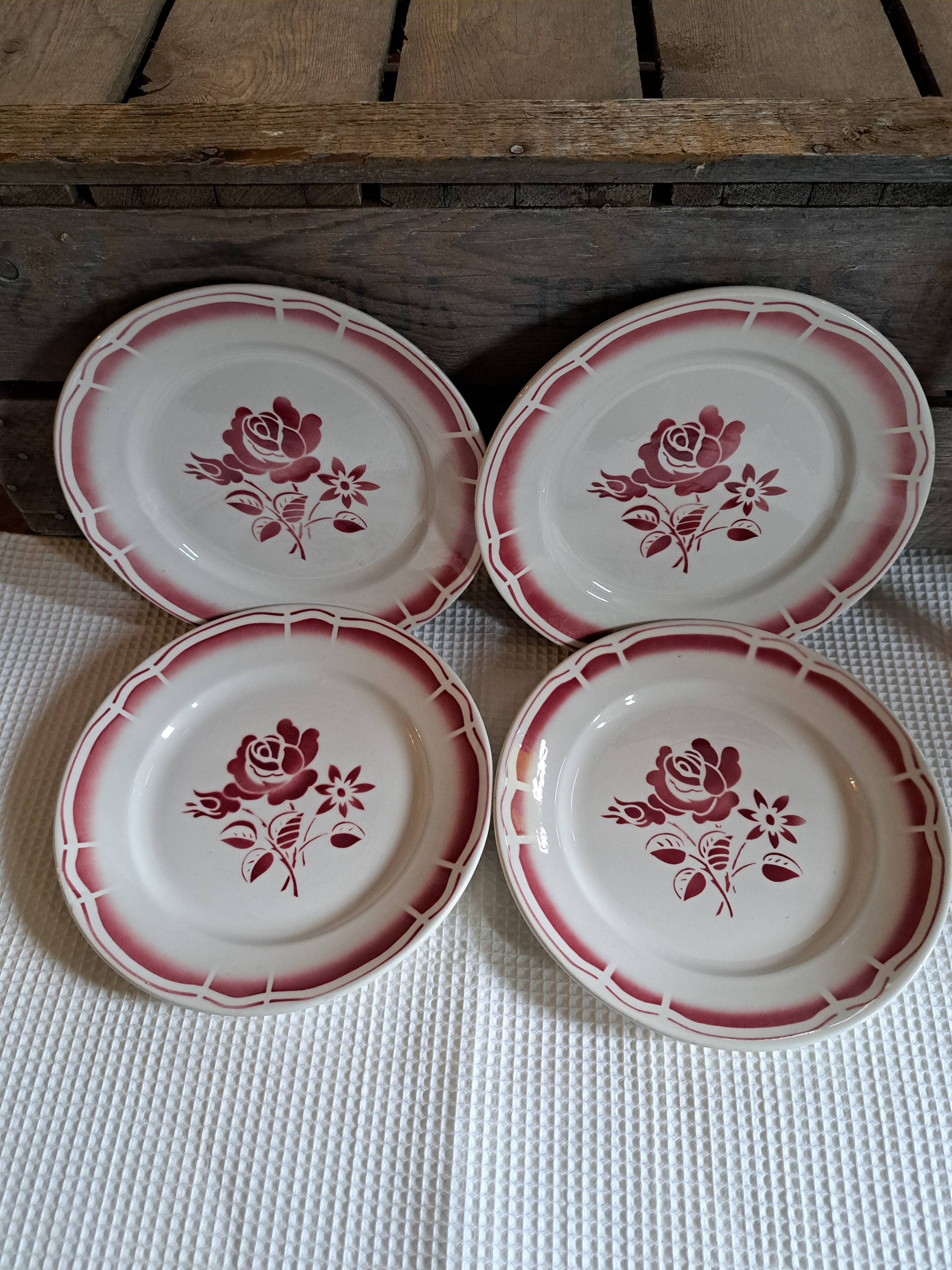 4 flat plates Badonviller Art Deco