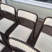 Set of 12 vintage Danish metal and fabric chairs