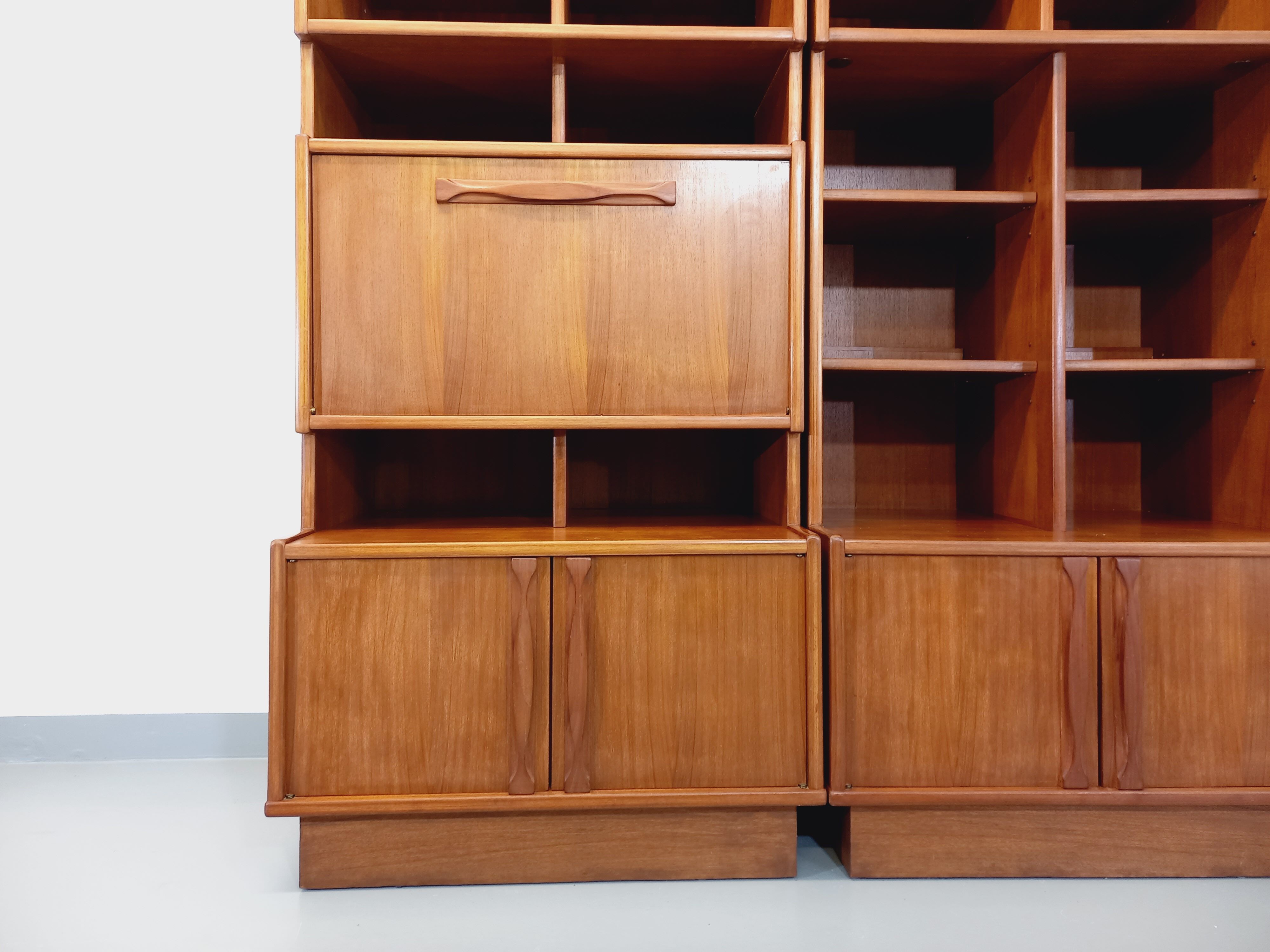 Vintage Scandinavian double bookcase in teak from the 60s