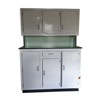 Buffet formica blanc et vert vintage