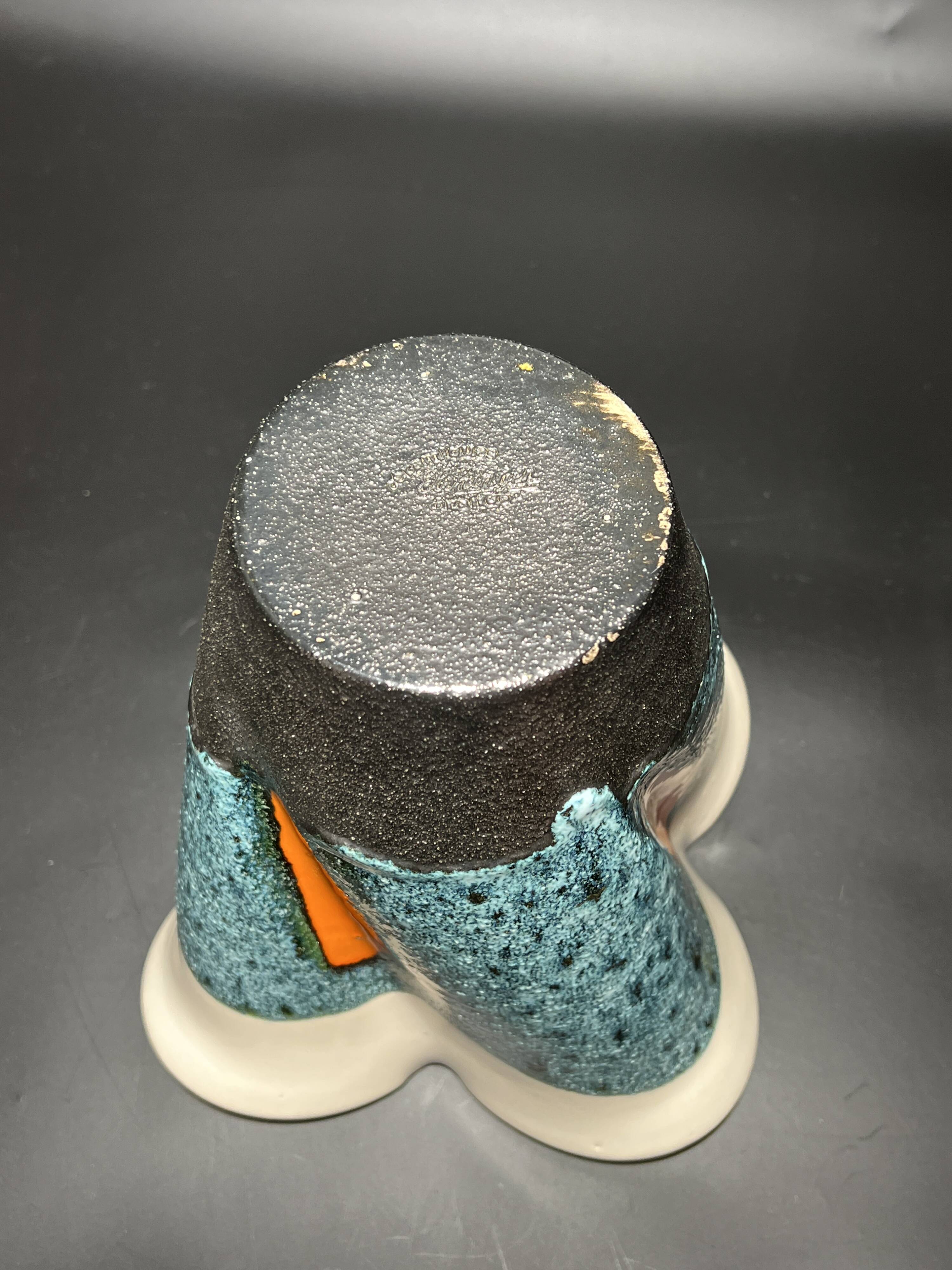 Enamelled ceramic vase signed Elchinger 1950