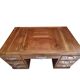 Large modernist minister's desk in solid lemon wood with 7 drawers.