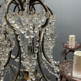 Chandelier vintage en cristal italien avec bobeches en verre lilas, 1