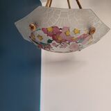 Suspension octogonale en verre sablé Loys Lucha
