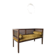 Vintage bench in cane and mustard yellow velvet