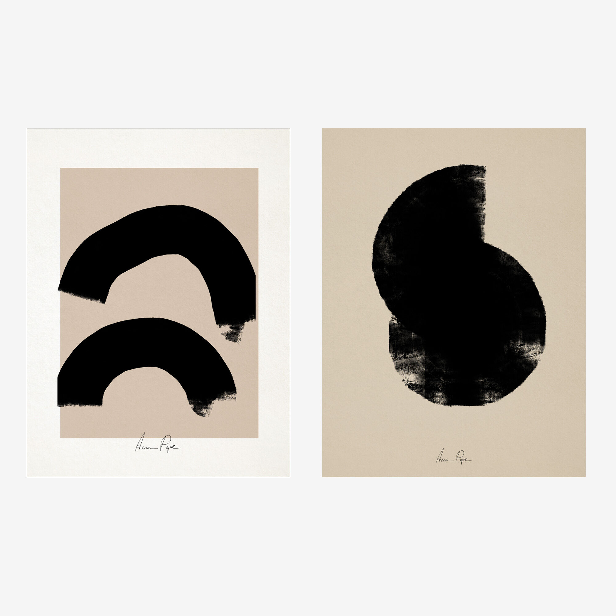 Pair of giclee prints, abstract wall art set of two, 50x70cm