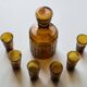 Carafe set and amber liquor glasses