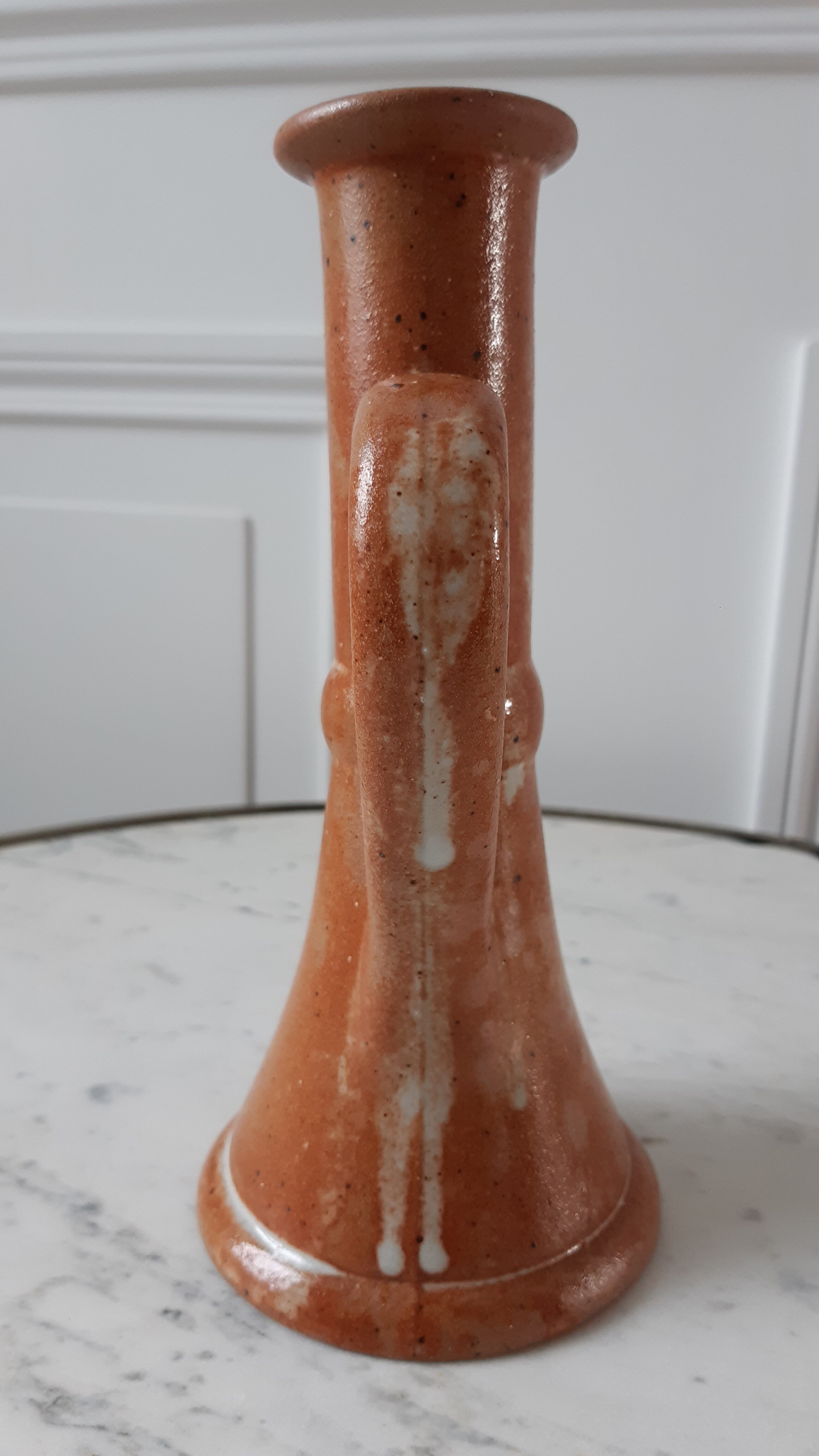 70s stoneware candle holder