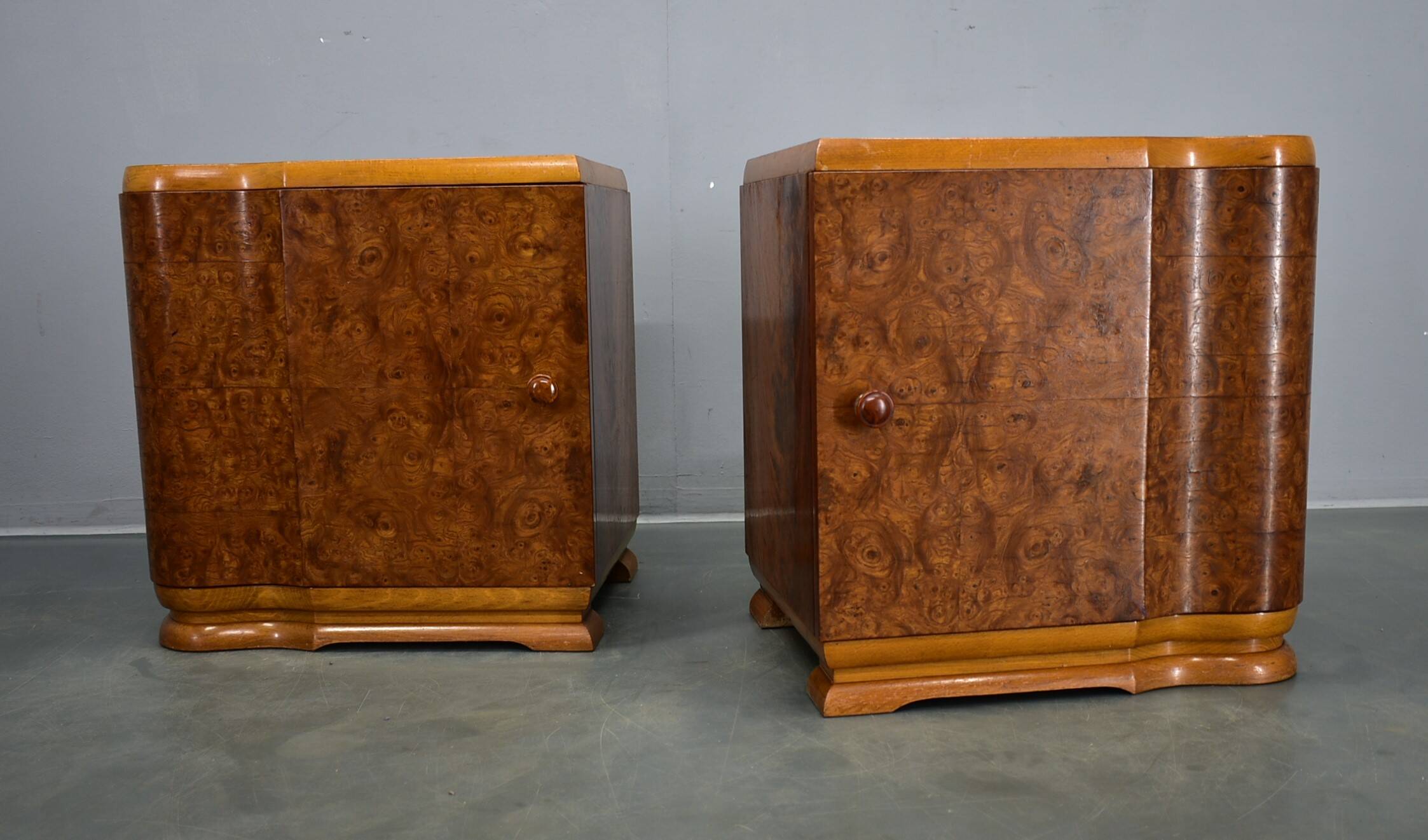 1939s pair of art deco bedside tables, Czechoslovakia