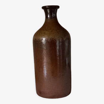 Vase en grès marron vernissé vintage