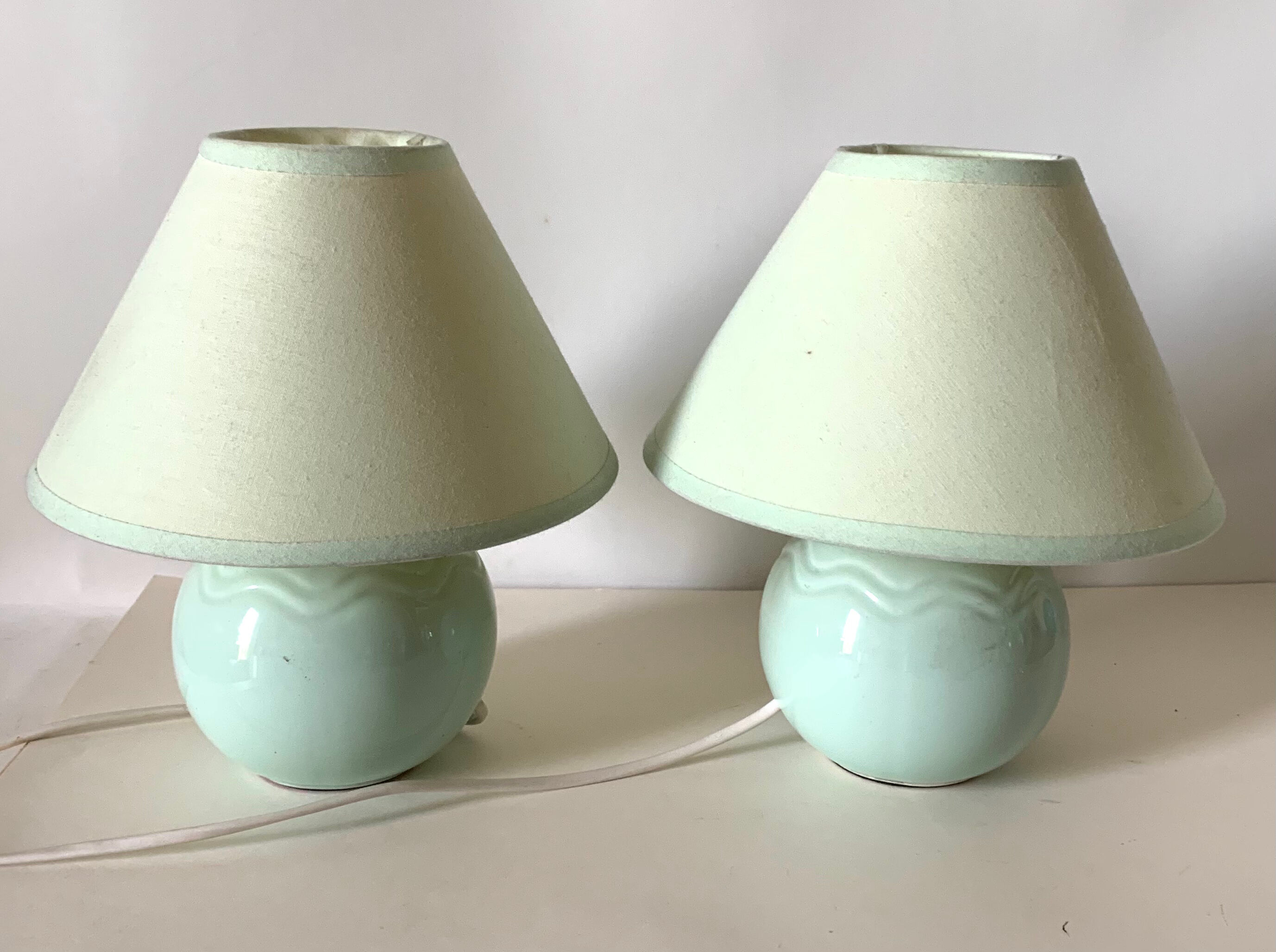 Pair of vintage water green lamps