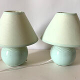 Pair of vintage water green lamps