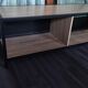 Industrial tv cabinet in metal and wood.