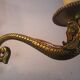 Paire anciennes appliques style Empire dauphins & palmes bronze C859