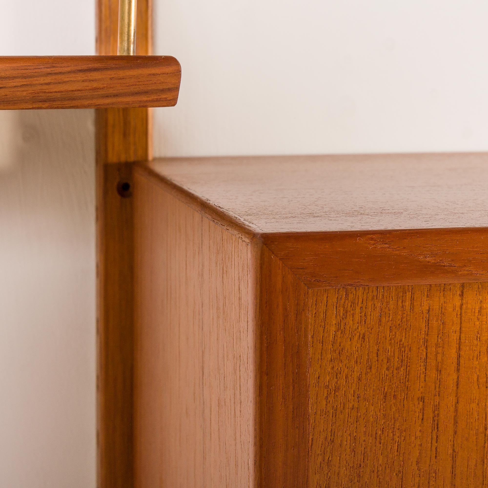 Hansen and Guldborg extra wide shelving unit in teak, 1960s