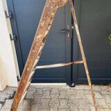 Antique authentic painter's stepladder in vintage patinated wood
