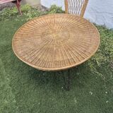 Wicker and black metal dining set