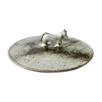 Sandstone cheese platter by Chantal and Thierry Robert, 70s