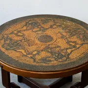 Embossed copper-top table, Norway, 1960s, vintage, mid-century.