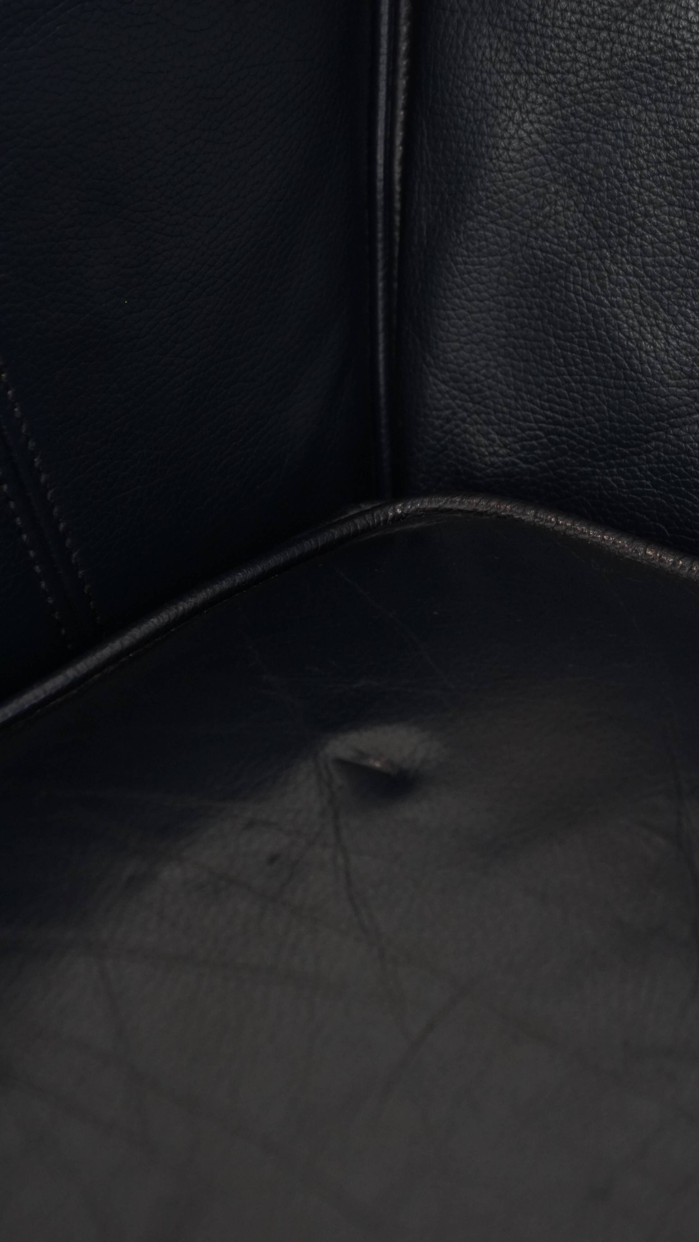 2.5-Seater Art Deco Sofa with Woodwork and Dark Blue Cowhide Leather