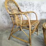 Garden furniture: 4 armchairs and rattan coffee table