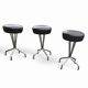 3 x stool / black top / chrome frame / 1970s  / Height 53 Depth 40 cm