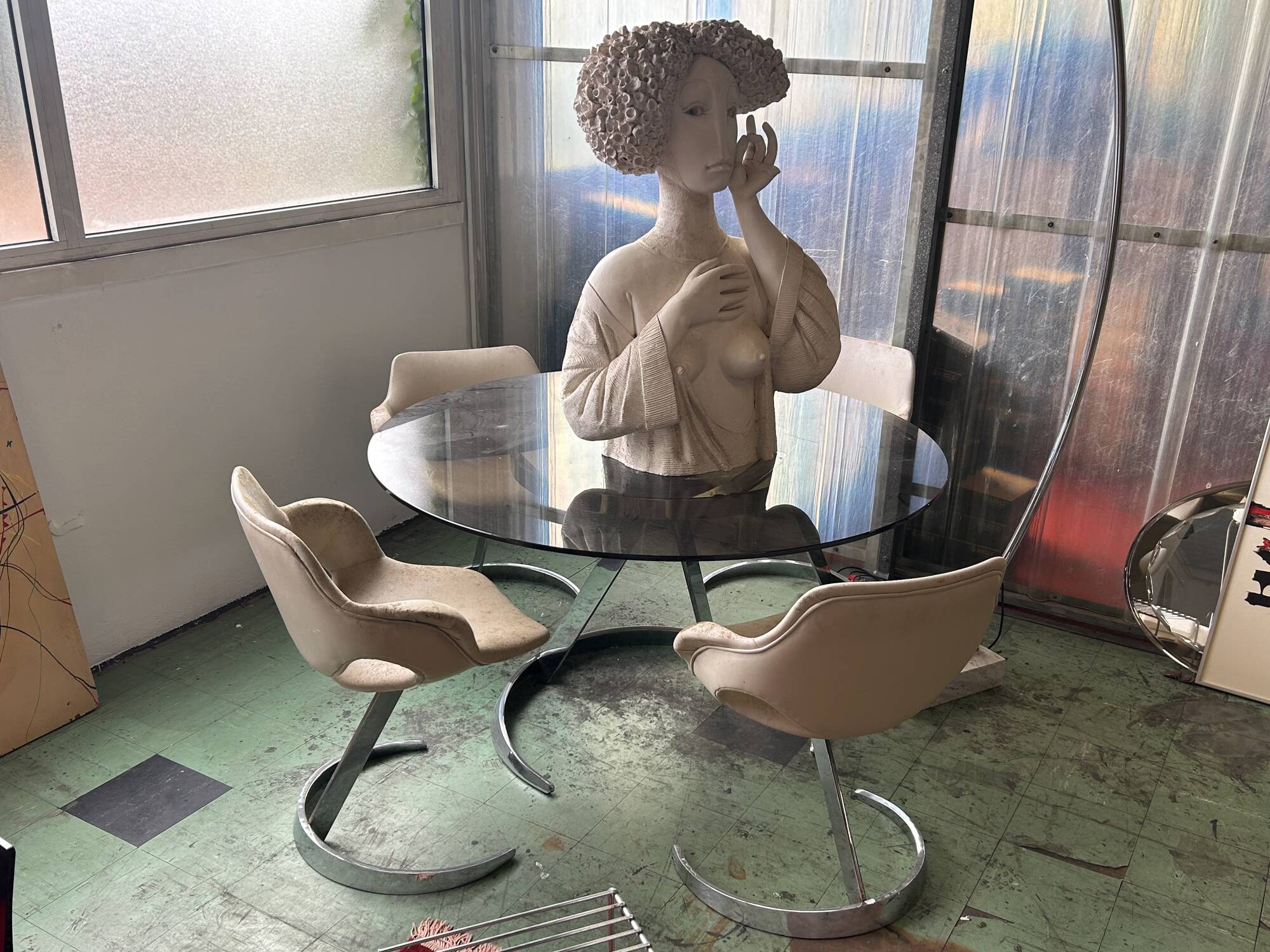 Boris Tabacoff table and 4 chairs from 1960.