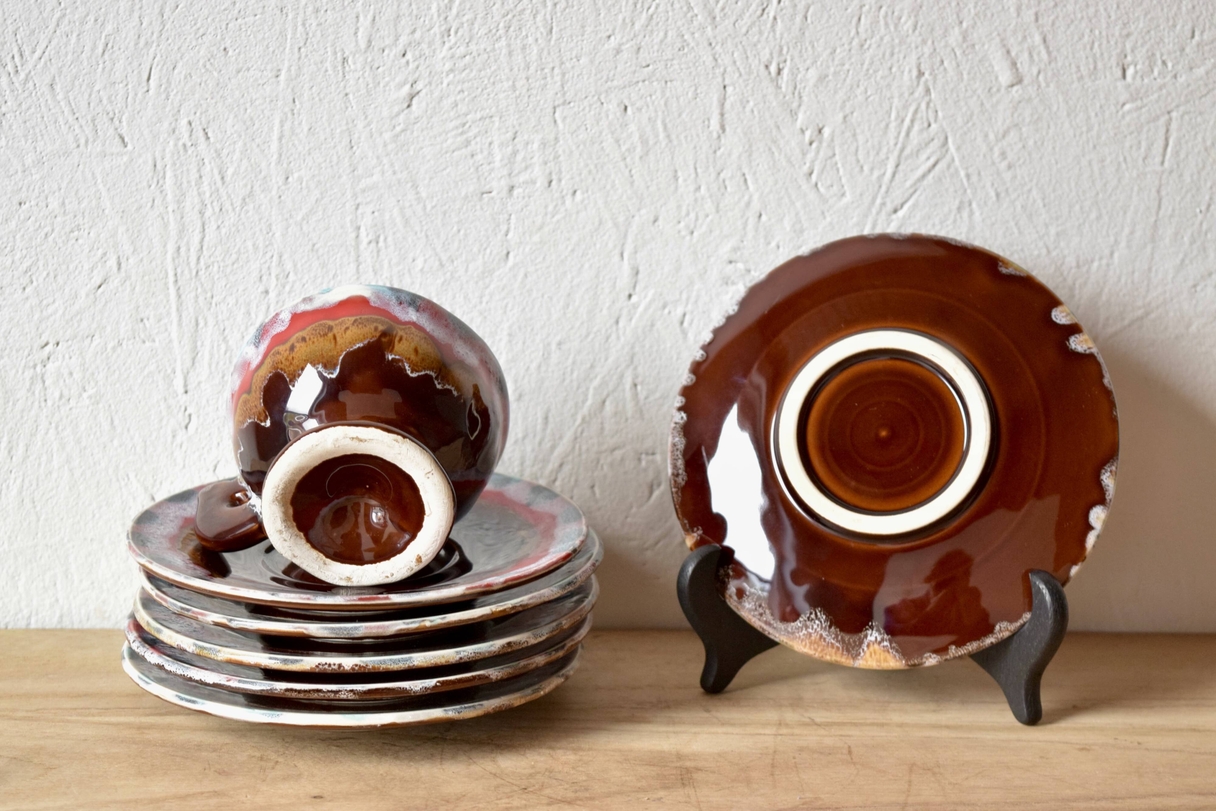 VALLAURIS - vintage coffee or tea service - signed - 15 pieces