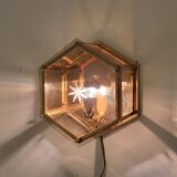 1980s Art Deco Style Hexagonal shape Wall Lamp