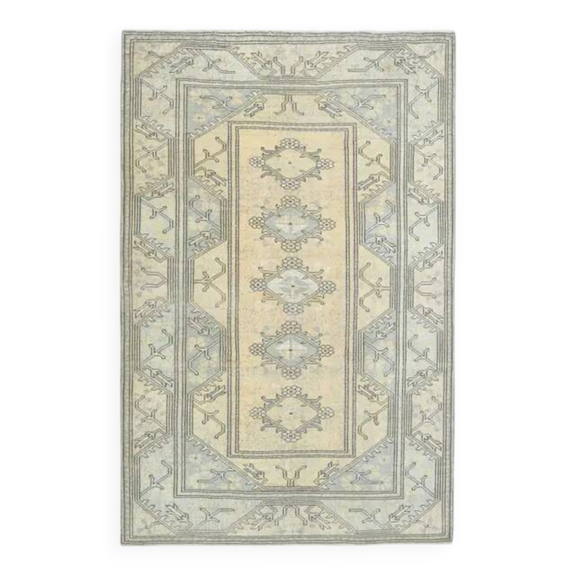 1970s Vintage Turkish Oushak Handmade Wool Cotton Orange Area Rug  170x263