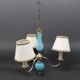 Turquoise opaline and vintage metal chandelier - 3 arms