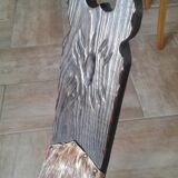 Chaise tabouret tripode  bois et peau vintage 50/60