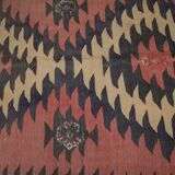 Blush Pink Vintage Kilim Runner, 1960s Geometric Wool Rug 400 x 150 cm