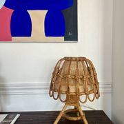 Mid-Century Rattan and Wicker Lamp by Louis Sognot, France, 1960s.
