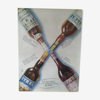 Une publicité papier apéritif  Byrrh   Cognac  Rhum  vin doux issue revue d'époque