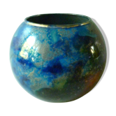 Vase boule en verre laqué signé Laque Line années 80