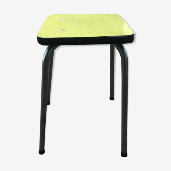 Tabouret en formica jaune vintage 1960/1970 déco