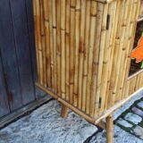 Vintage bamboo and rattan sideboard in the style of Audoux Minet.