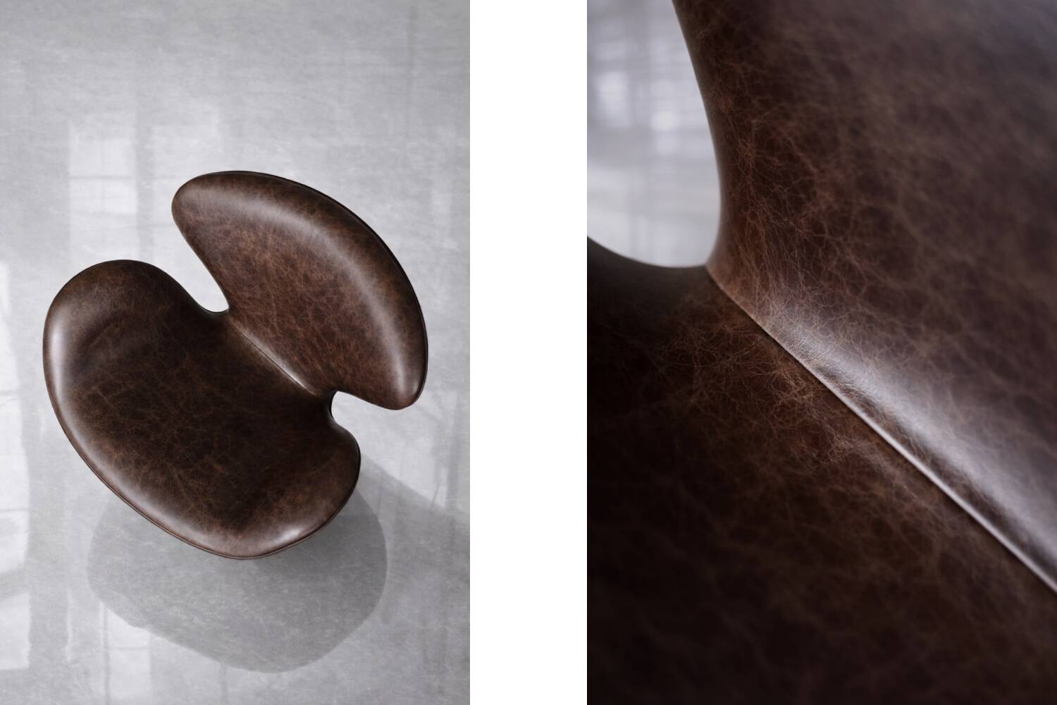 Vintage Mid-Century Modern Danish Brown Leather Swan Chair by Arne Jacobsen