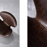 Vintage Mid-Century Modern Danish Brown Leather Swan Chair by Arne Jacobsen