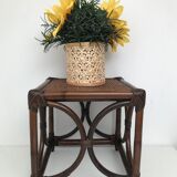 Bedside table stool in vintage cannage rattan