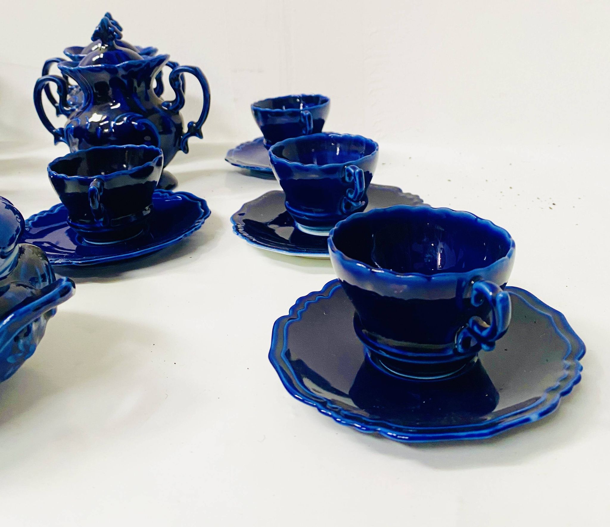 Art Deco tea and coffee service in polychrome earthenware, 20th century